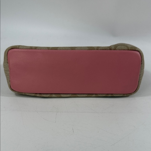Coach Pink and Tan Crossbody Bag with Gold Chain - Picture 9 of 15